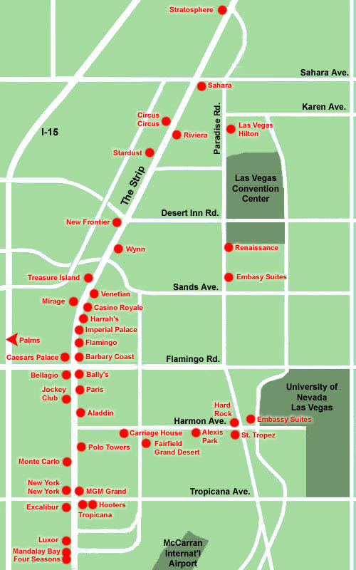 Map of Las Vegas Strip Free Printable Maps
